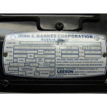 John S. Barnes Corp C6C17FZ5A Hydraulic w/Leeson 1/2 HP Motor 115/208230V Pump