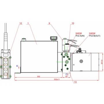 MAXIM DOUBLE VALVE POWER UNIT 12V DC, DOUBLE ACTING: 2 GALLON STEEL TANK  Pump