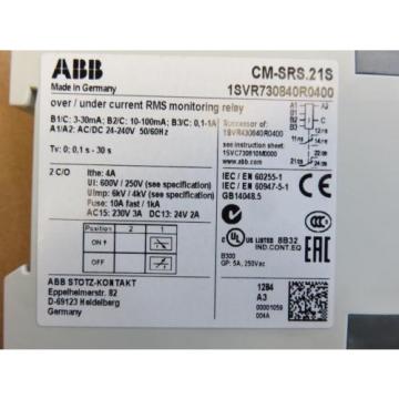 NEW ABB CM-SRS.21S 1SVR730840R0400 Over/Under Current Rms Monitoring Relay NIB