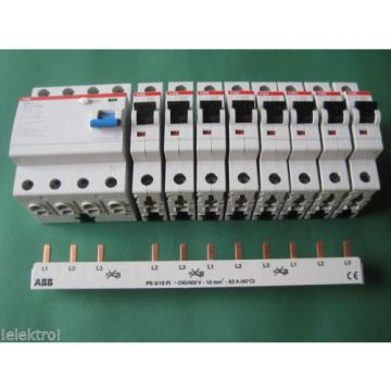 8x ABB S201 B16 +1 FI Schutzschalter F204A-40/0,03 + Phasenschiene PS3/12FI SET