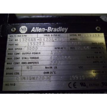 ALLEN BRADLEY 1326AB-B420E-21 SER. C MOTOR 1.09 KW 3000 RPM *NEW NO BOX*