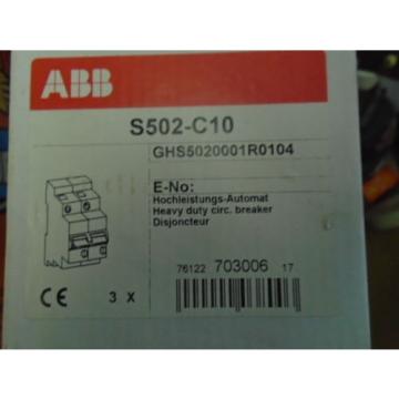 ABB S502-C10 2 Pole 230/400 VAC Circuit Breaker