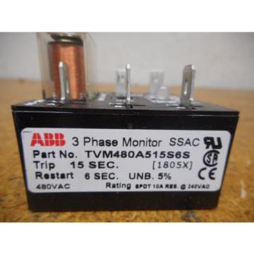 ABB TVM480A515S6S 1805X SSAC 3 Phase Monitor 15 Sec Trip 480VAC New In Box