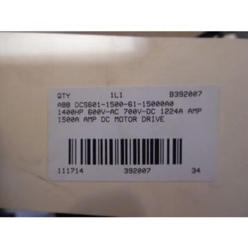 ABB DCS 600 (1400HP) DC MOTOR DRIVE TYPE:DCS601-1500-61-15000A0 600VAC PH:3 USED