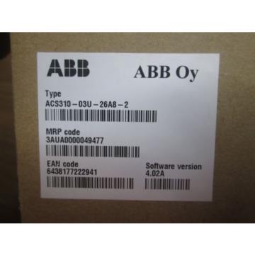 ABB ACS310-03U-26A8-2 DRIVE 7.5 HP, ACS31003U26A82 USED