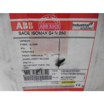 ABB SACE ISOMAX S4 N 250 CIRCUIT BREAKER *NEW IN BOX*