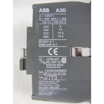 ABB, Contactor,  A30-30-10-84, Motor Control, 110-120 Volt, Used