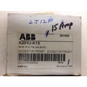 *NEW* ABB Mini Circuit Breaker S201U-K15, 1 Pole, 15A