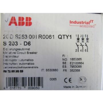 ABB S 203-D6 3-POLE CIRCUIT BREAKER ( GERMANY ) MARINE BOAT