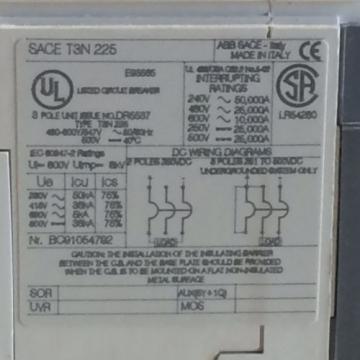 GUARANTEED! ABB SACE CIRCUIT BREAKER DISCONNECT W/ 7&#034; HANDLE T3N 225 T3N-225