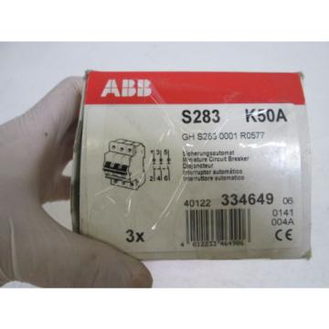 LOT OF 3 ABB CIRCUIT BREAKER S283 K50A *NEW IN BOX*