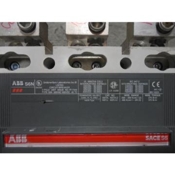 USED ABB S6N SACE S6 Circuit Breaker 600 Amps 600VAC w/ Aux. Switch / Bell Alarm
