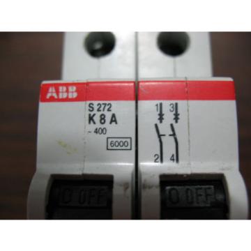 ABB S272 K8A 8 Amp Two Pole Circuit Breaker 277/480 VAC