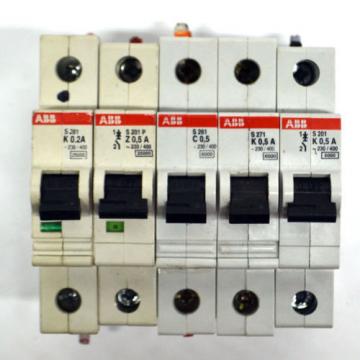 (Lot of 47) ABB Various S281-201-271-201P-201U Circuit Breakers 0.2A 0.5A 1A 2A