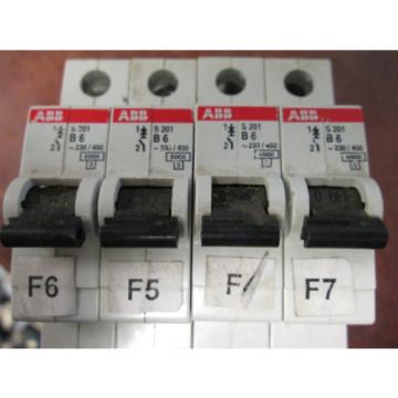 ABB Circuit Breaker S 201 6A 230/400V 1P *Lot of 4* Used
