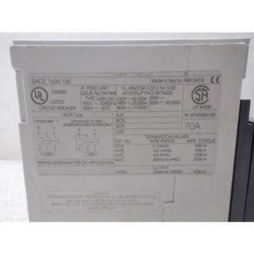 ABB 70 AMP BREAKER SACE TMAX TS3N 150, 3 POLE (NEW, OLD STOCK)