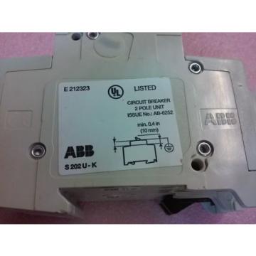 ABB S 202 U K 10A 2 Pole Circuit Breaker 240V 50/60Hz 10kA IR S202U-K10