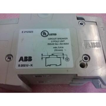 ABB S 202 U K 10A 2 Pole Circuit Breaker 240V 50/60Hz 10kA IR S202U-K10