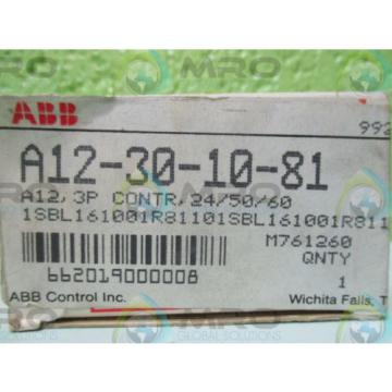 ABB CONTROL INC. A12-30-10-81 3-POLE, 11AMPS, 24VAC COIL CONTACTOR *NEW IN BOX*