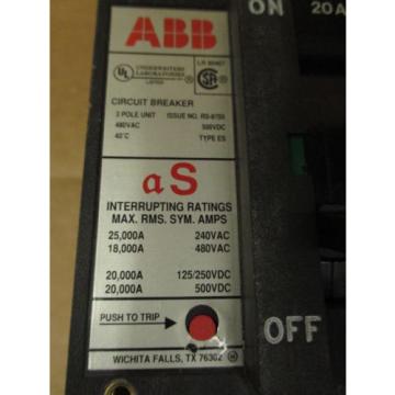 ABB 480VAC 20A 3-POLE CIRCUIT BREAKER LR 90467