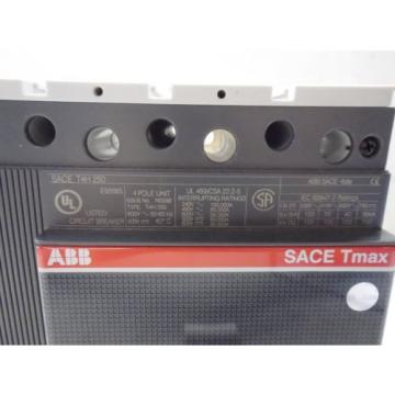 ABB 250 AMP SACE TMAX BREAKER T4H 250, 4 POLE (USED)