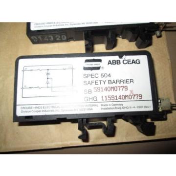 CROUSE-HINDS ABB CEAG SPEC 504 SAFETY BARRIER 1159140M0779 LOT OF 8 USED (TT4-2)