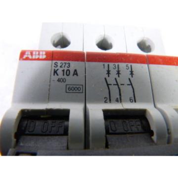 ABB S273K10A S273-K10A Circuit Breaker 10Amp 3Pole 277/480V  USED