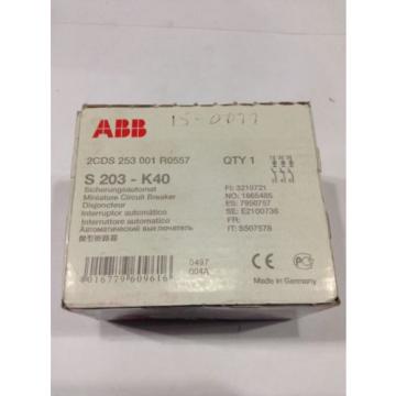 S203-K40 ABB Circuit Breaker 3 Pole 40 Amp 400V 2CDS 253 001 R0557 NEW