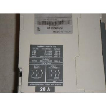 ABB S3N SACE S3 20 Amp Type HACR 3 Pole 20A Breaker 600V S3N020