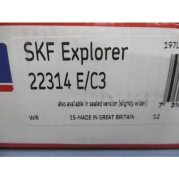 1 Nib SKF 22314E/C3 Spherical Roller Bearing ID 2.7559&#034; OD 5.9055 W 2.0079 Inch