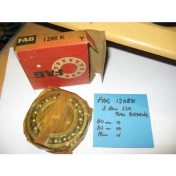 FAG Self-aligning ball bearings UK 1208K 2 row self aligning ball race. 40mm x 80mm x 18mm.Tapered bore.