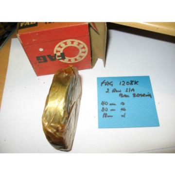 FAG Self-aligning ball bearings UK 1208K 2 row self aligning ball race. 40mm x 80mm x 18mm.Tapered bore.