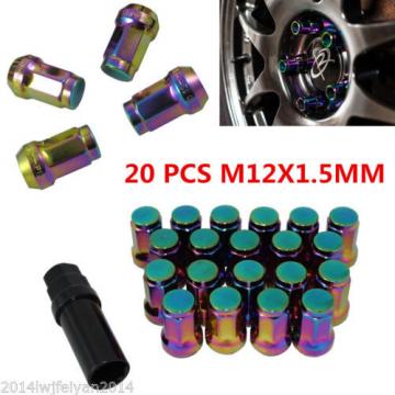 20xNEO CHROME M12x1.5 STEEL EXTENDED LUG NUTS WHEEL RIMS TUNER W/ LOCK For Honda