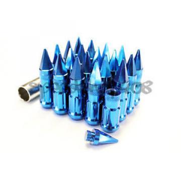 Z RACING BLUE SPIKE LUG NUTS 20 PCS 12X1.25MM STEEL EXTENDED TUNER KEY