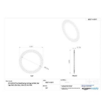 SKF AXK 85110 Thrust Needle Bearing, Axial Cage and Roller, Steel Cage, Metric,