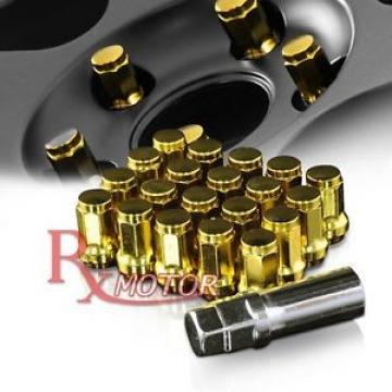 20 PIECES GOLD ACORN LUG NUTS WHEEL M12 x 1.25MM TUNER RACING + KEY LOCK 20 PCS