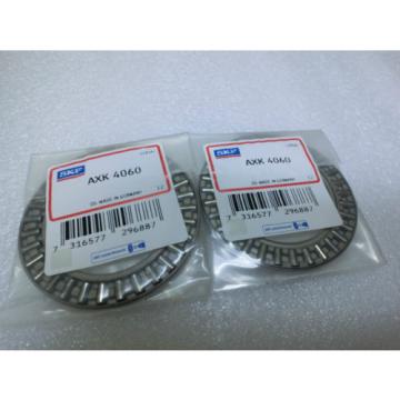 Lot of 2 SKF AXK 4060 Thrust Needle Roller Bearing 40x60x3mm,unused(4069)