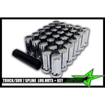 24 CHROME SPLINE LUG NUTS | 14X1.5 THREAD | +1 SECURITY KEY LOCK | 6X5.5 6X139.7