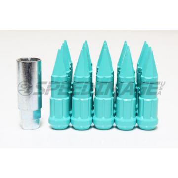 Z RACING TIFFANY BLUE SPIKE STEEL LUG NUTS 12X1.5MM OPEN EXTENDED KEY TUNER