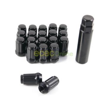 20pc 12x1.5 Spline Black Lug Nuts w/ Key | Cone Seat | Long Closed End Locking