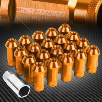 20 PCS M12 X 1.5 ALUMINUM 50MM LUG NUT/WHEEL LOCK+ADAPTER KEY ORANGE