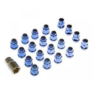 Corvette Trans Am Fiero 20-pc Lug Nuts w/ Security Lock M12x1.5 BLUE ANODIZED