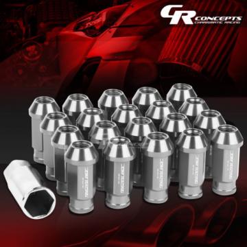 FOR CORVETTE/MALIBU/lMPALA 20X ACORN TUNER ALUMINUM WHEEL LUG NUTS+LOCK SILVER