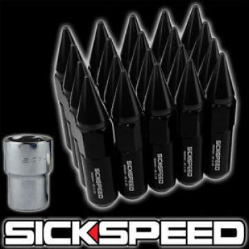 SICKSPEED 20 PC BLACK SPIKED EXTENDED TUNER 60MM LOCKING LUG NUTS 1/2x20 L17