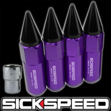 4 PURPLE/BLACK SPIKED ALUMINUM EXTENDED 60MM LOCKING LUG NUTS WHEELS 12X1.5 L01