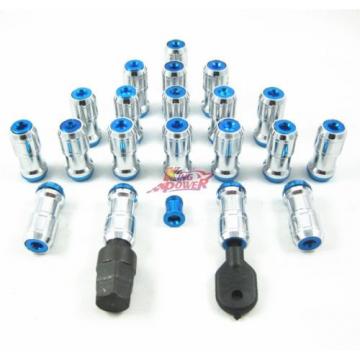 BLUE RACING M12x1.25 STEEL EXTENDED DUST CAP LUG NUTS WHEEL RIMS TUNER WITH LOCK