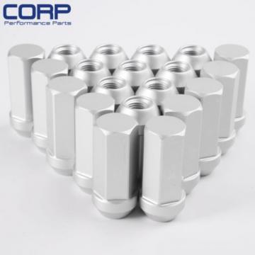 M12x1.25MM 20 PCS Aluminum Wheel Nut Lug Nut Openended With Locking Key Sliver