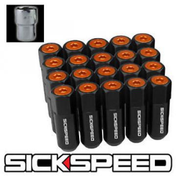 SICKSPEED 20 PC  BLACK/ORANGE CAPS ALUMINUM 60MM LOCKING LUG NUTS 12X1.25 L12