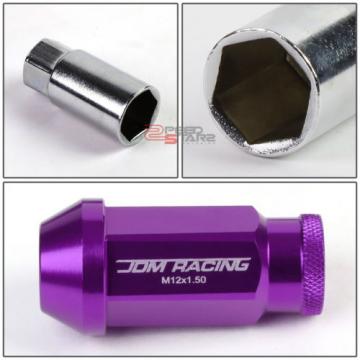 PURPLE 50MM M12 X 1.5 ALUMINUM WHEEL RIM LOCK ACORN TUNER LUG NUT+ADAPTER KEY