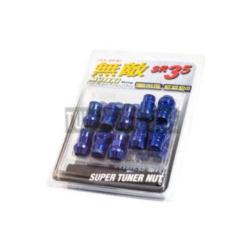 MUTEKI SR35 BLUE STEEL CLOSE END 12X1.25MM 16 LUG NUTS + 4 LOCKS &amp; KEY TUNER 20